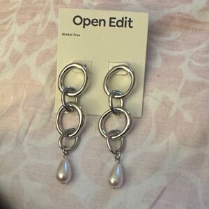 Open Edit Faux Pearl Drop Earrings In Gray | ModeSens